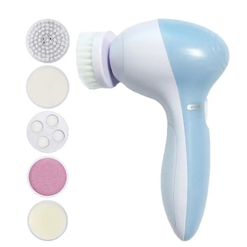 5-in-1 Electric Facial Cleansing Brush and Massager for Spa-Quality Skin Care and Blackhead Removal