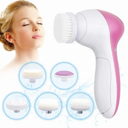 5-in-1 Electric Facial Cleansing Brush and Massager for Spa-Quality Skin Care and Blackhead Removal