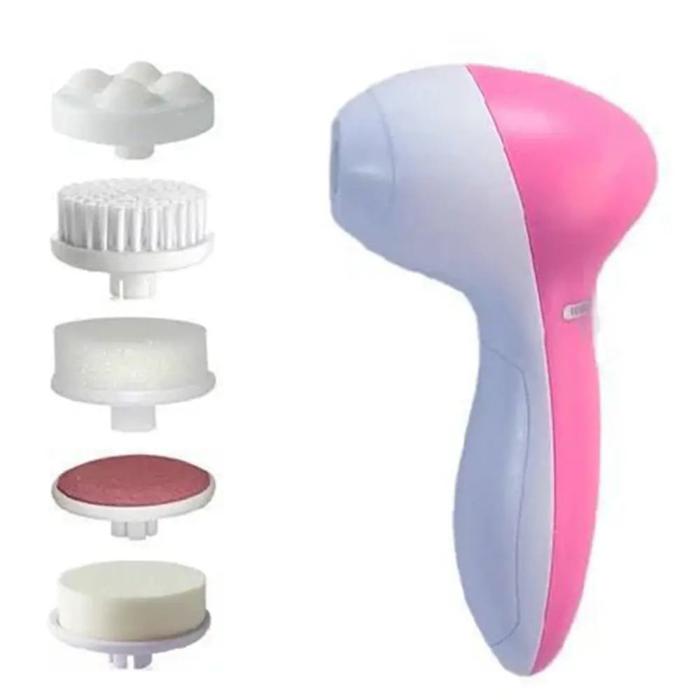 5-in-1 Electric Facial Cleansing Brush and Massager for Spa-Quality Skin Care and Blackhead Removal